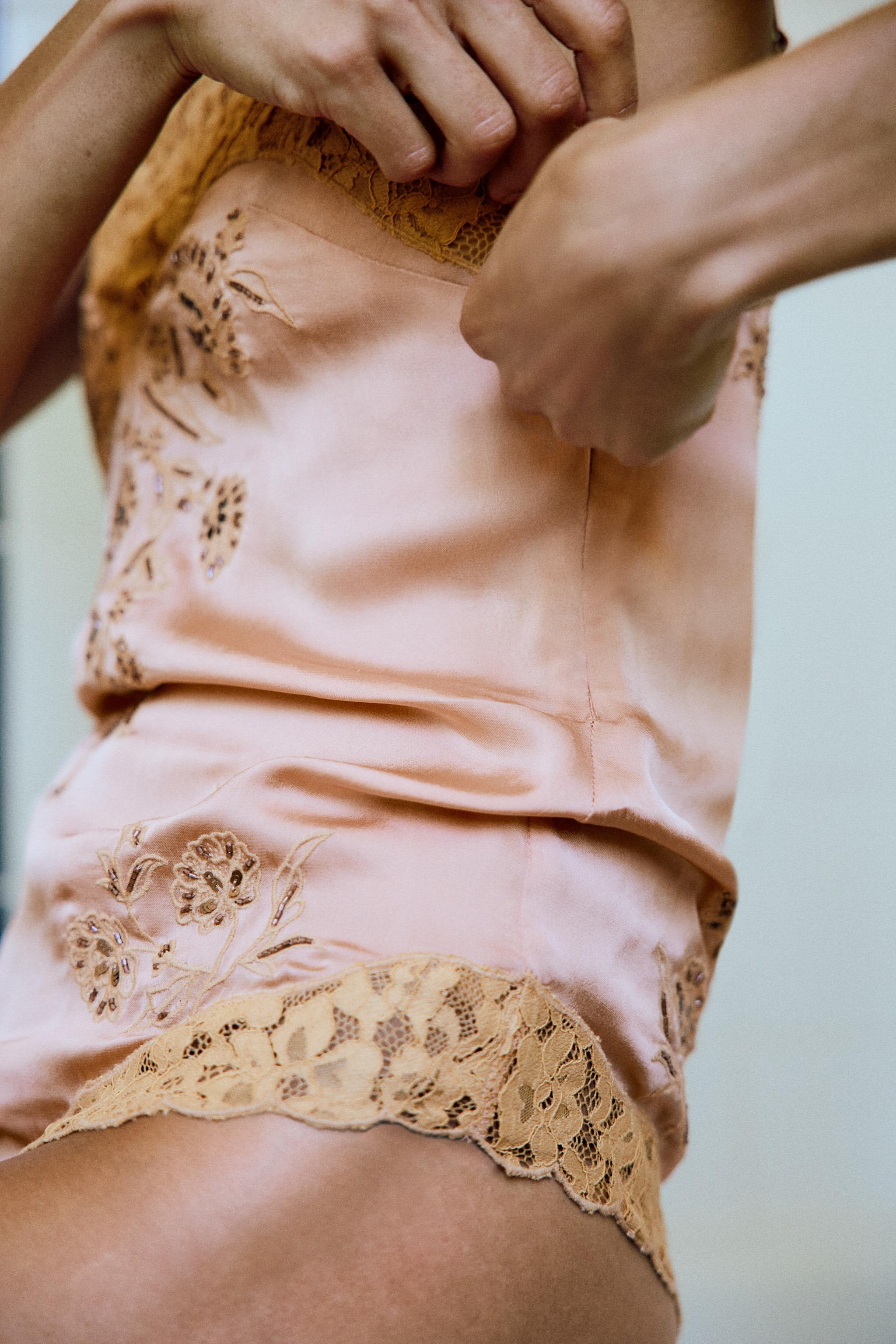 EMBROIDERED SATIN EFFECT BODYSUIT